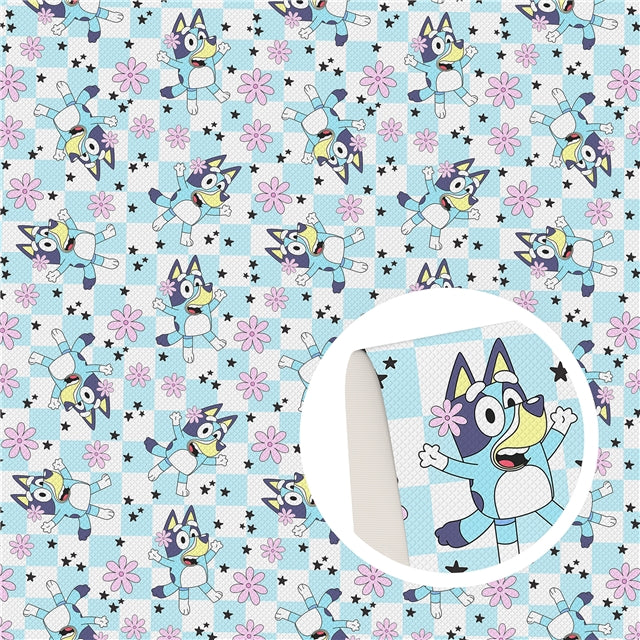 Blue Dog Smooth Printed Faux Leather Sheet