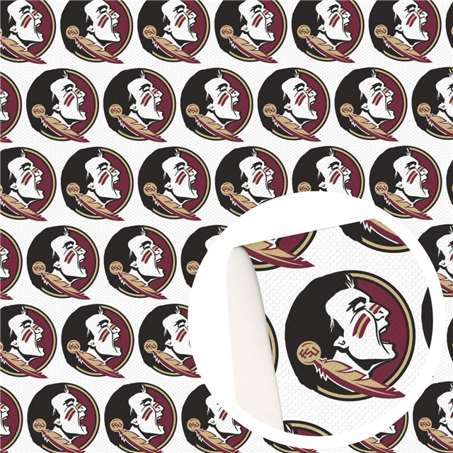 Seminoles Football Printed Faux Leather Sheet Litchi has a pebble like feel with bright colors