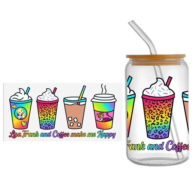 Rainbow Lisa UV DTF Cup Wrap – Whimsical Character Wrap Design for DIY Drinkware 🌈