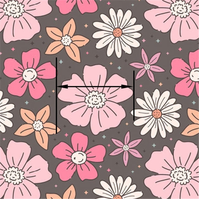 Vintage Daisy Bloom Printed Faux Leather Sheet FeeFiFauxLeather