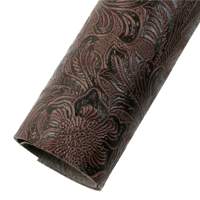 Textured Brown Printed Faux Leather Sheet FeeFiFauxLeather