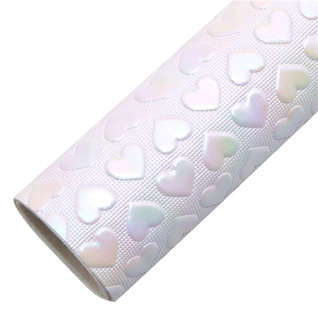 Holographic Heart Bump Texture  Glitter Printed Faux Leather FeeFiFauxLeather