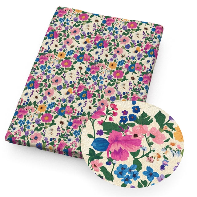 Floral Smooth Printed Faux Leather Sheet