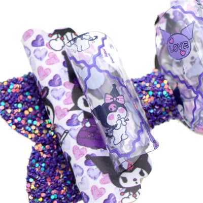 Cute Cat Printed Faux Leather Pre-Cut Bow Includes Centerpiece