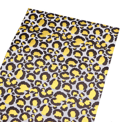 Leopard Print Gold Foil Printed Faux Leather Sheet Bright colors