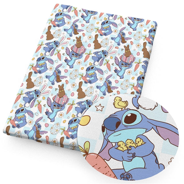 Blue Alien Easter Litchi Faux Leather Sheet