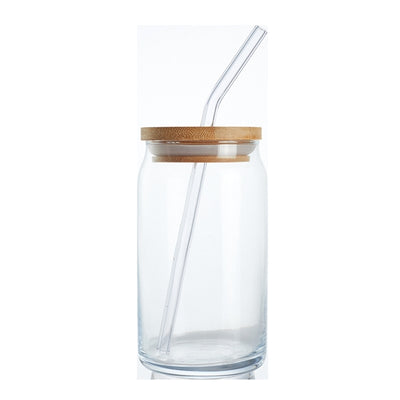 16oz Sublimation Glass Tumbler W/Bamboo Lid Transparent/Clear/Frosted