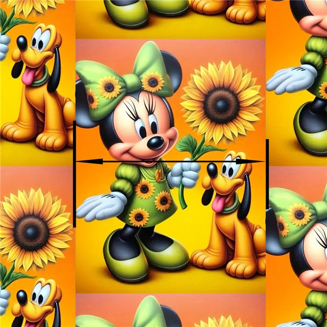 Mouse and Sunflowers Printed Faux Leather Sheet FeeFiFauxLeather