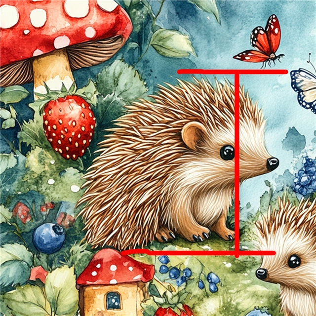 Hedgehog And Mushrooms Bullet Printed Fabric FeeFiFauxLeather