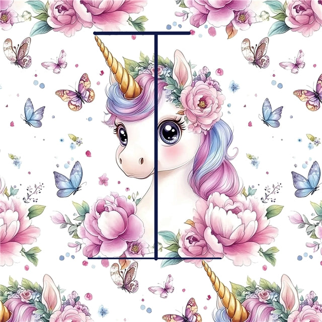 Unicorn Butterflies Floral Smooth Faux Leather Sheet