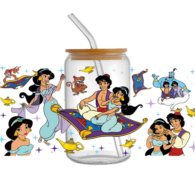 Princess Jasmine UV DTF Glass Can Wrap
