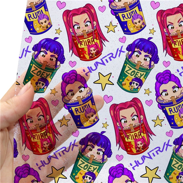 K-Pop Huntrix Faux Leather Sheet – Cartoon Character Material for DIY Accessories FeeFiFauxLeather