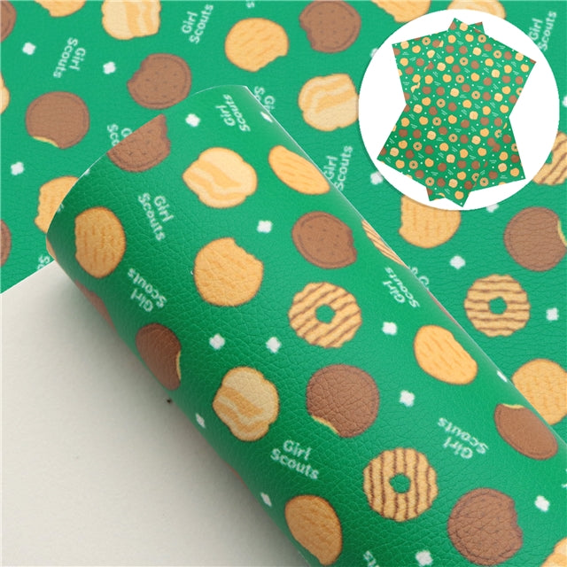 Girl Scout Cookies Litchi Printed Faux Leather Sheet