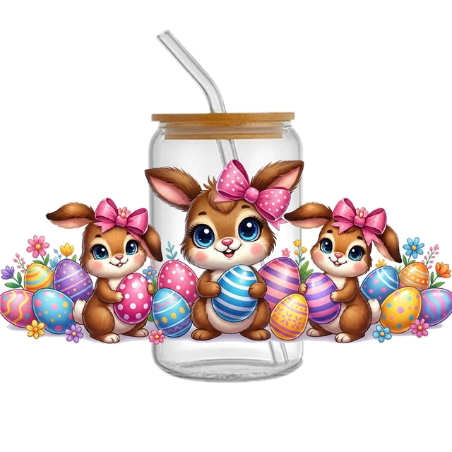 Bunny Easter UV DTF Cup Wrap – Easy Cup Wrap for Tumblers & Projects FeeFiFauxLeather