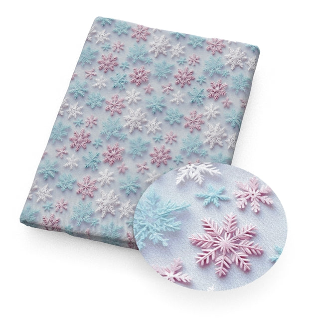 Snowflakes Christmas Printed Faux Leather Sheet