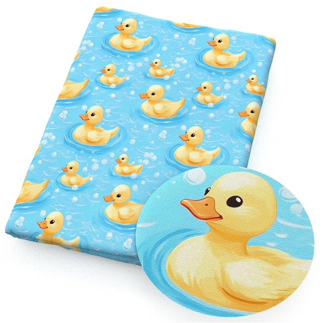 Rubber Ducks Printed Textured Liverpool/ Bullet Fabric with a textured feel