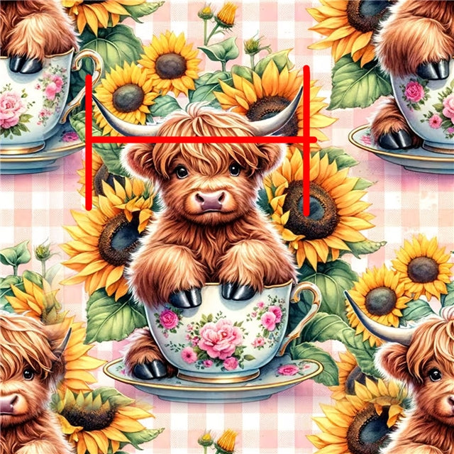 Highland Cow Printed Faux Leather Sheet