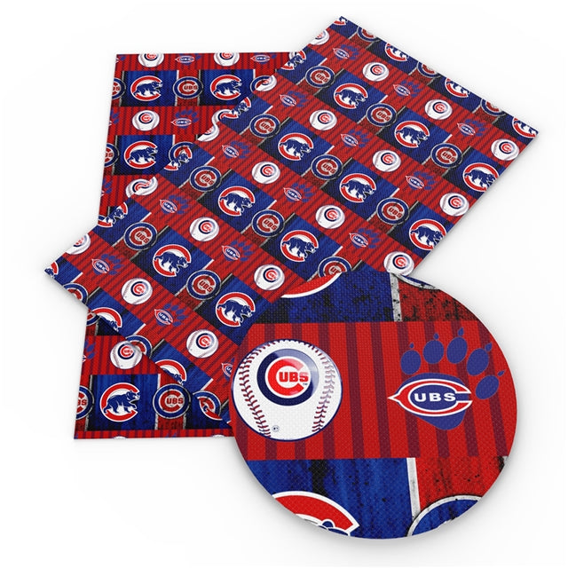 Cubs Faux Leather Sheet –Sports Material for DIY Accessories FeeFiFauxLeather