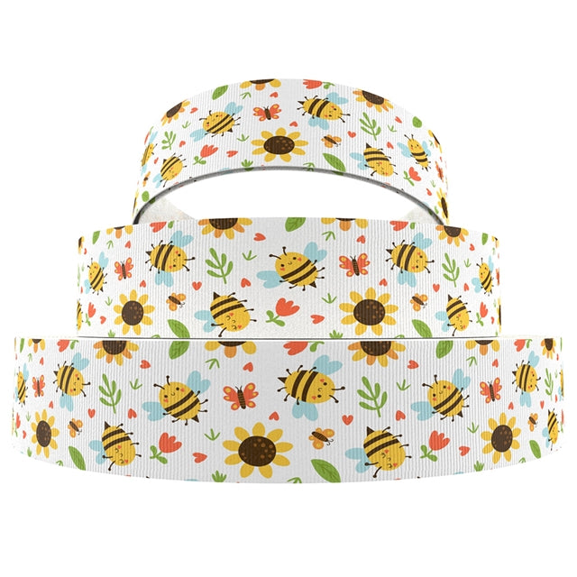 Bee Sunflower 1 Yard Printed Grosgrain Ribbon