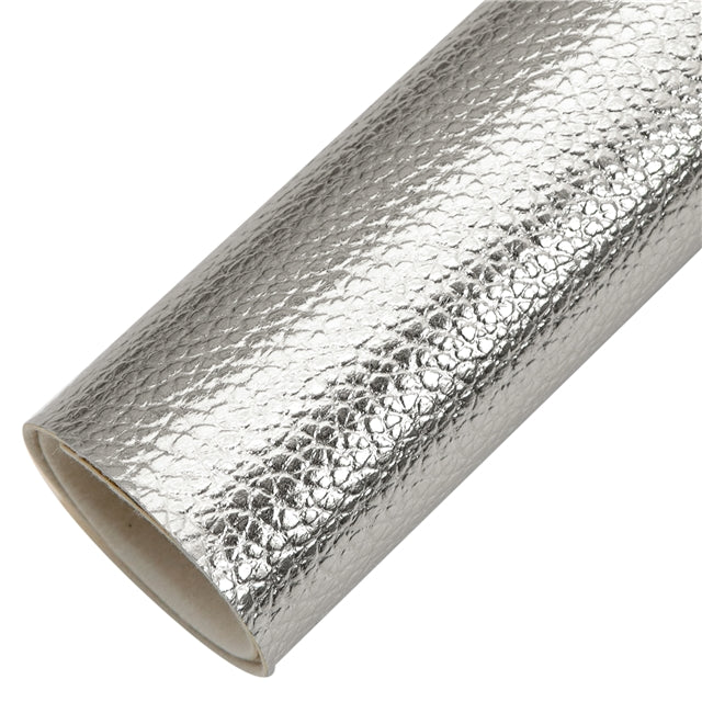 Metallic Solid Pebbled Litchi Faux Leather Sheet