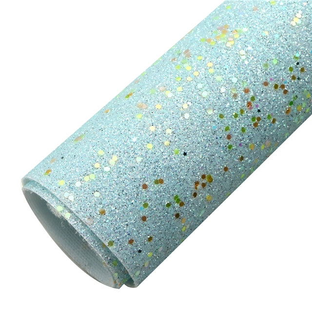 Holographic Chunky Glitter Printed Faux Leather FeeFiFauxLeather