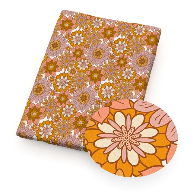 Flowers Floral  Printed Fabric FeeFiFauxLeather