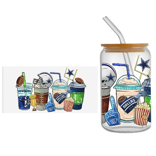 Cowboys Football UV DTF Glass Can Wrap