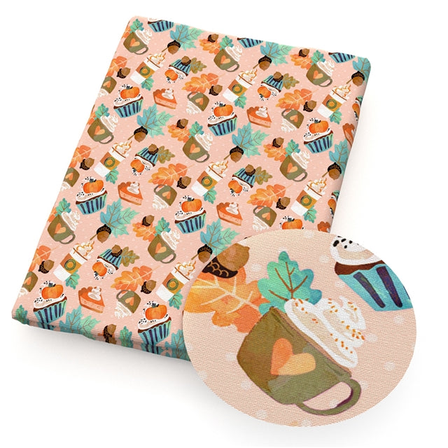 Coffee Latte Bullet Printed Fabric FeeFiFauxLeather