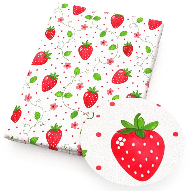 Strawberry Printed Faux Leather Sheet FeeFiFauxLeather