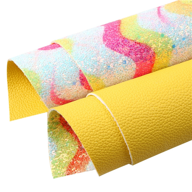 Colorful Glitter Double Pattern Faux Leather Sheet FeeFiFauxLeather