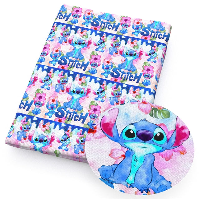 Blue Alien Printed Smooth Faux Leather Sheet FeeFiFauxLeather