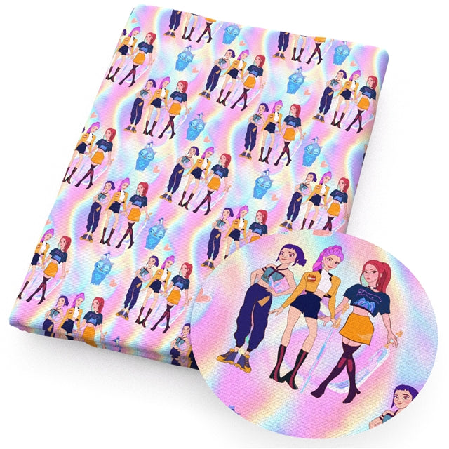 K-Pop Huntrix Printed Fabric FeeFiFauxLeather