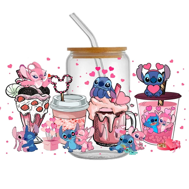 Blue Alien Valentine UV DTF Cup Wrap – Easy Cup Wrap for Tumblers & Projects FeeFiFauxLeather