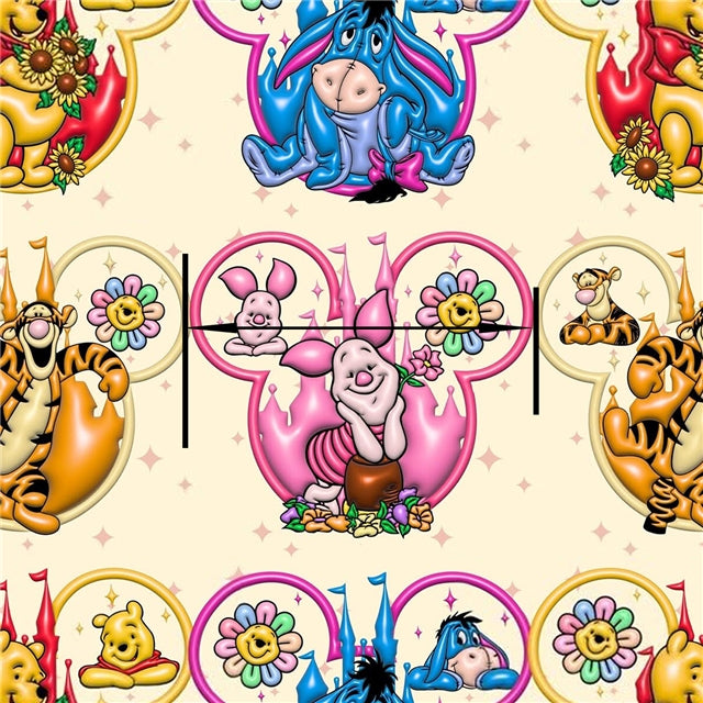 Pooh Bear Bullet Printed Fabric FeeFiFauxLeather