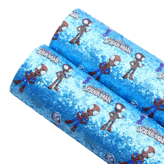 Spider-Man Chunky Glitter Printed Faux Leather Sheet