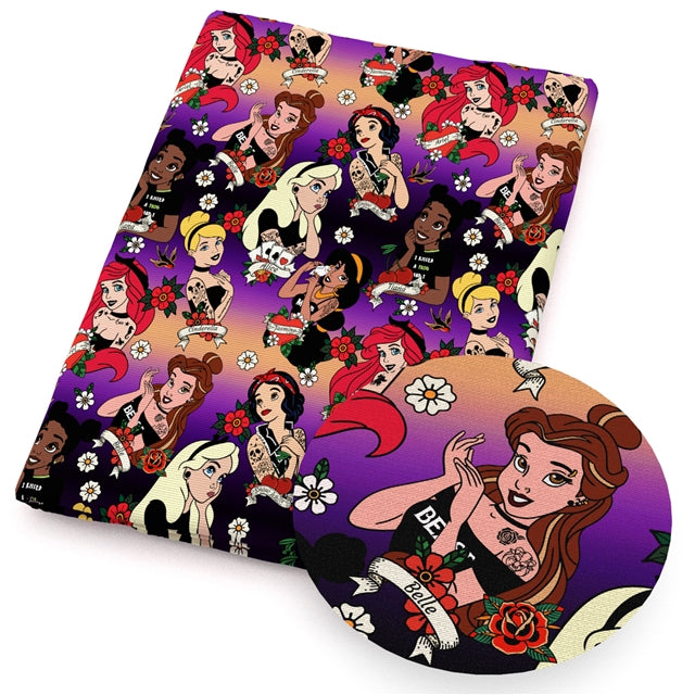 Tattooed Princesses Printed Fabric FeeFiFauxLeather