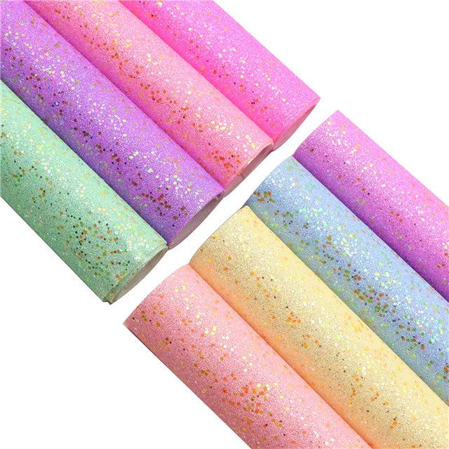 Holographic Chunky Glitter Printed Faux Leather FeeFiFauxLeather