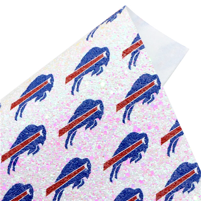 Buffalo Bills Chunky Glitter Printed Faux Leather Sheet