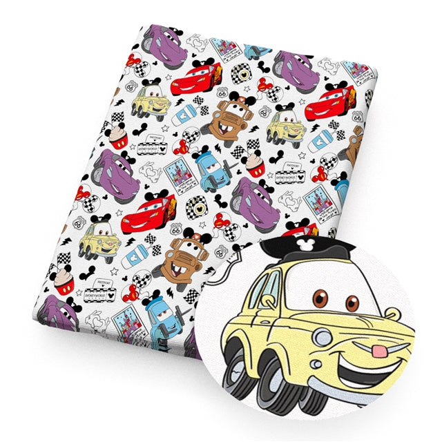Cars Printed Faux Leather Sheet FeeFiFauxLeather