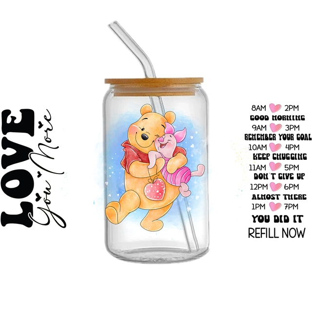 Mouse and friends UV DTF Glass Can Wrap for 16 oz Libbey Glass, Permanent and Ready to Apply, UV dtf Cup Wrap ready to ship, Glass Can Wrap