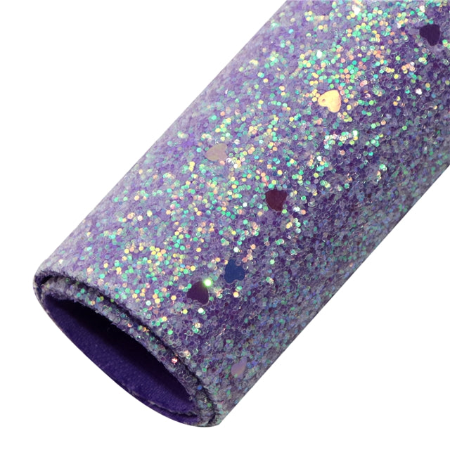 Purple Chunky Sequins Printed Fine Glitter Sheet