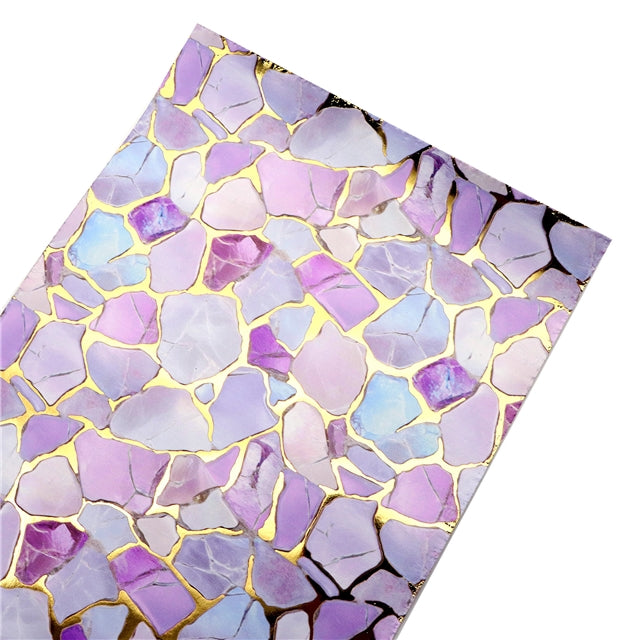 Purple Swirl Gold Foil Printed Faux Leather Sheet FeeFiFauxLeather