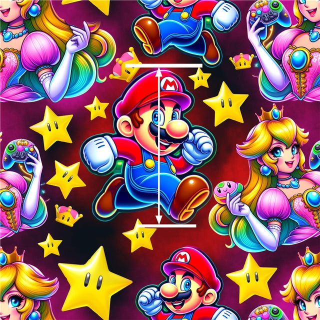 Princess Peach Mario Printed Faux Leather Sheet Litchi has a pebble like feel with bright colors