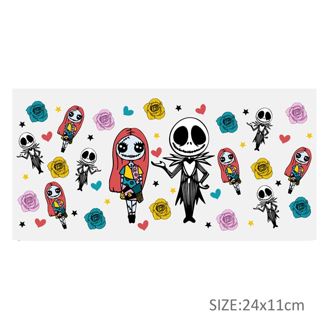 Nightmare Before Christmas Valentine UV DTF Cup Wrap – Easy Cup Wrap for Tumblers & Projects FeeFiFauxLeather