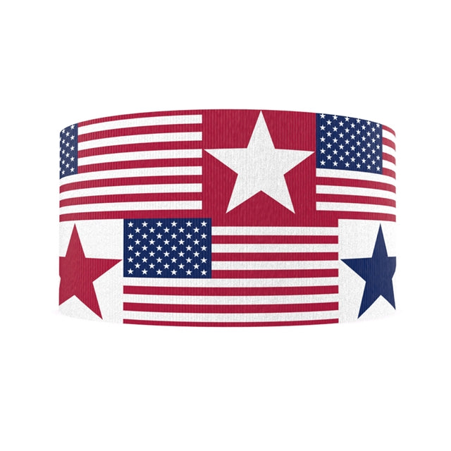 Red, White and Blue July 4th Ribbon 1 Yard Printed Grosgrain Ribbon 1 1/2 inch wide FeeFiFauxLeather