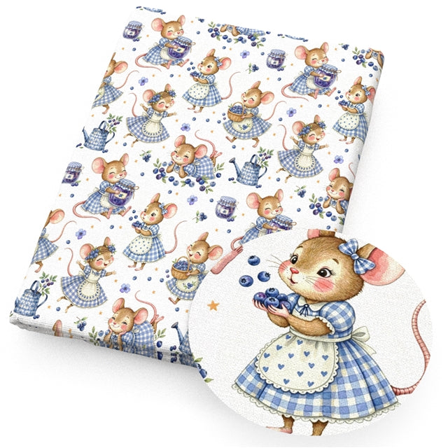 Squirrel Blueberry Printed Faux Leather Sheet FeeFiFauxLeather