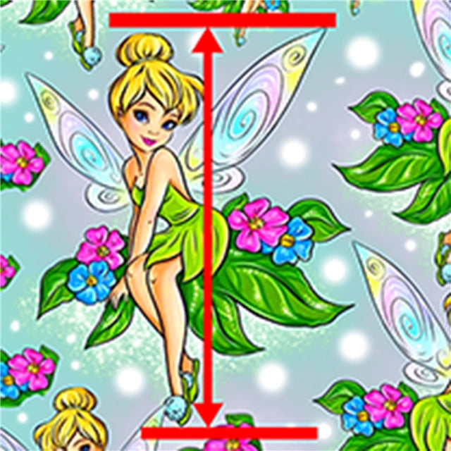 Tinkerbell Printed Faux Leather Sheet Litchi has a pebble like feel with bright colors