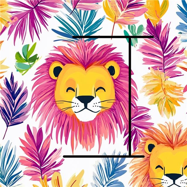 Colorful Lion Printed Faux Leather Sheet