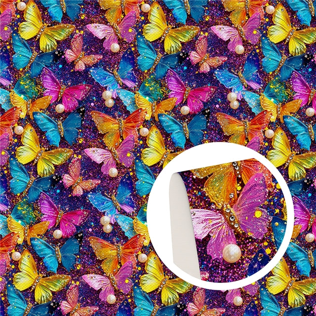 Butterflies Smooth Faux Leather Sheet