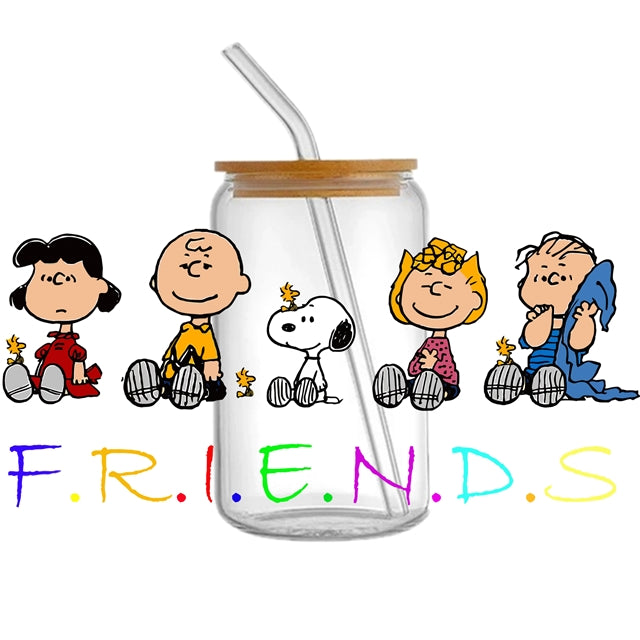 Charlie Brown Snoopy UV DTF Glass Can Wrap
